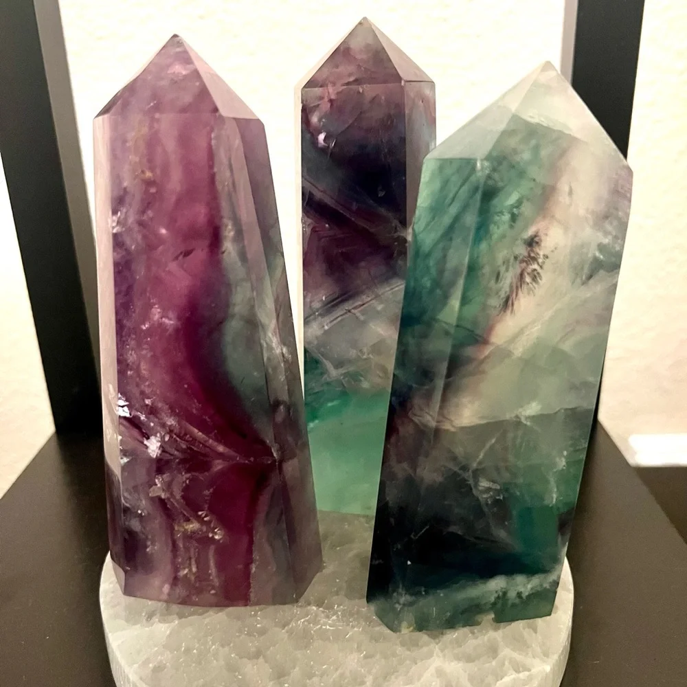 3 Crystal Fluorite Towers - Picture 1 of 4